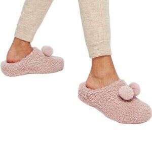 FitFlop Shuv Pom Pom Women Genuine Pink Shearling Clog Slippers Sz 9